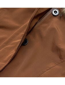 LHD Dámská zimní bunda v karamelové barvě s odepínací kožešinovou podšívkou (M-21005)