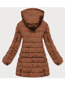 LHD Dámská zimní bunda v karamelové barvě s kapucí (M-21003)