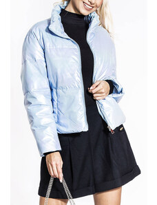 Ann Gissy Světle modrá opalizující dámská bunda s taštičkou (AG3-07)