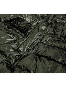 K.ZELL Dámská metalická zimní bunda v khaki barvě s kapucí (8295)