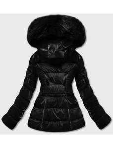 S'WEST Krátká černá lesklá dámská bunda (B8090-1)