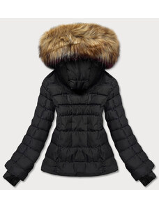 J.STYLE Černo-béžová krátká dámská zimní bunda s kožešinou (5M768-392)
