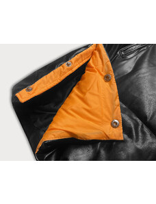 Ann Gissy Černo-oranžová volná dámská bunda z ekologické kůže (AG6-20B)