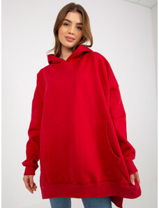 Fashionhunters Tmavě červená dlouhá oversize mikina s kapucí od MAYFLIES
