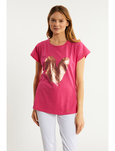 MONNARI Woman's T-Shirts Women's Cotton T-Shirt With An Interesting Pattern