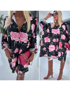 Italy moda Oversize košile Flowers