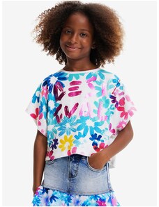 Modro-bílé holčičí květované tričko Desigual Biscuit - Holky