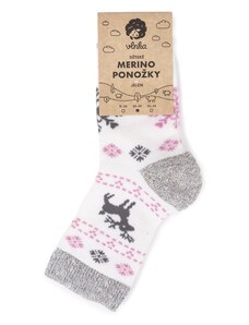 Vlnka Dětské ponožky Merino jelen růžová