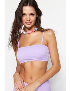 Trendyol Lilac Strapless Textured Bikini Top