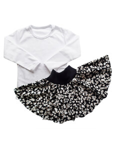 Damipa Baby Dívčí souprava sukýnky černé s bílým tričkem