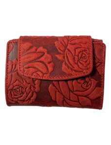 Lozano Dámská celokožená peněženka s růží červená 3933