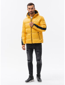 Ombre Clothing Pánská zimní prošívaná bunda - žlutá C503