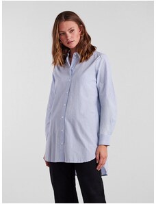 Světle modrá dámská pruhovaná oversize košile Pieces Jiva - Dámské