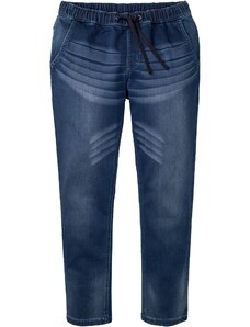 bonprix Slim Fit teplákové džíny, Straight Modrá