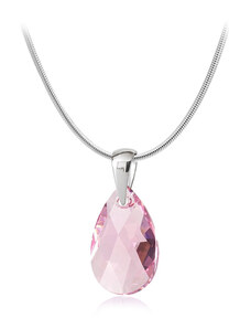 Jewellis ČR Jewellis ocelový náhrdelník ve tvaru kapky s krystalem Swarovski - Light Rose