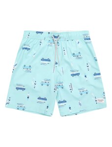 Abercrombie & Fitch Plavecké šortky marine modrá / aqua modrá / bílá