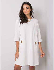 Fashionhunters Bílé volné šaty