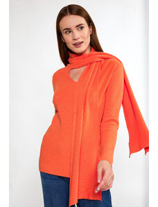 Monnari Svetry a kardigany Dámský svetr s všitou šálou Oranžový