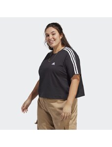 Adidas Zkrácený top Essentials 3-Stripes Single Jersey (plus size)