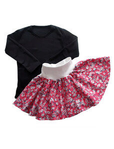 Damipa Baby Dívčí souprava sukýnky růžové s černým tričkem