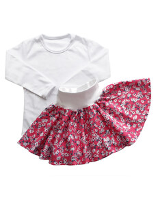 Damipa Baby Dívčí souprava sukýnky růžové s bílým tričkem