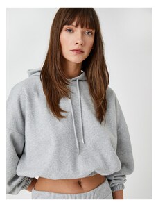 Koton Crop Hooded Sweatshirt with Elastic Waist