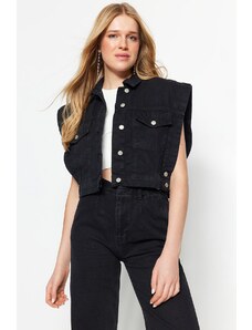 Trendyol Black Button Detailní džínová vesta