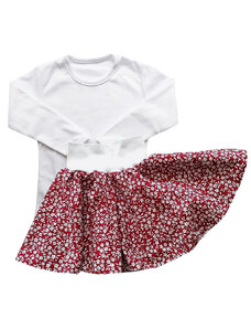Damipa Baby Dívčí souprava sukýnky bordó s bílým tričkem