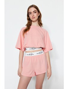 Trendyol Light Pink Cotton Elastic Detailed T-shirt-Shorts Knitted Pajamas Set
