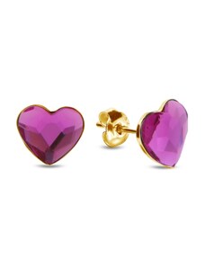 Spark Náušnice růžové se Swarovski Elements Heart KG2808F Fuchsia