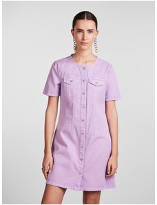 Světle fialové dámské džínové košilové šaty Pieces Tara - Dámské