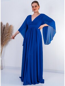 Webmoda Dámské dlouhé modré společenské šaty Grece