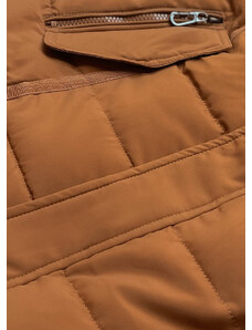 LHD Asymetrická dámská zimní bunda v karamelové barvě (M-21301)