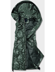Miss TiTi Tmavě zelená dámská vesta s kapucí (6028)