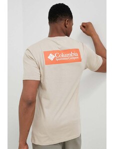 Bavlněné tričko Columbia béžová barva, s potiskem, 1834041.SS23-849