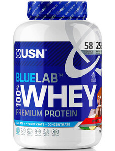Proteinové prášky USN BlueLab 100% Whey Premium Protein lískový oříšek "wheytella" 908g blw07