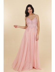 L&L Plesové šaty se šněrováním BELLA růžové Barva: Růžová,