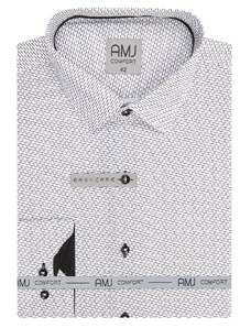 Pánská košile AMJ Slim fit bílá s tmavým vzorem VDSBR1259
