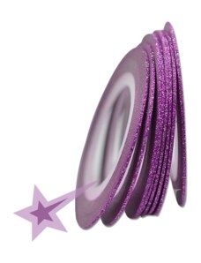 Samolepící zdobící páska na nehty sparkle fialová, 1mm