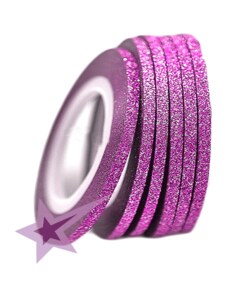 Samolepící zdobící páska na nehty sparkle růžová, 3mm