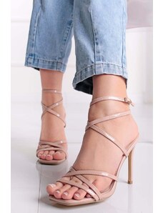 Givana Béžové sandály na tenkém podpatku Marilyn