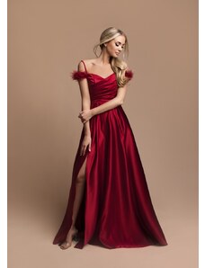 EVA & LOLA Plesové saténové šaty JOYCE červené Barva: Červená,