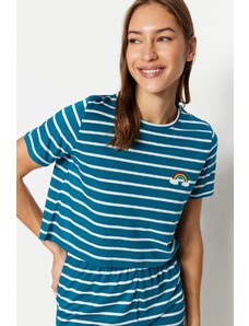 Trendyol Oil Rainbow Printed T-shirt-Shorts Knitted Pajamas Set