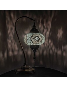 Krásy Orientu Orientální skleněná mozaiková stolní lampa Leyla - Swan - ø skla 16 cm