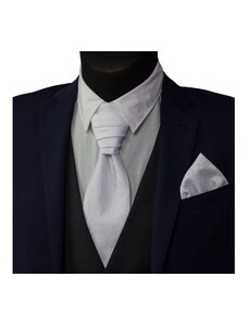 Quentino Bílá svatební kravata vyšívaná s ornamenty a kapesníček - Regata