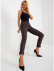 Fashionhunters Tmavě šedé kostkované kalhoty s kapsami