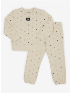 Béžová holčičí vzorovaná tepláková souprava Calvin Klein Jeans - Holky