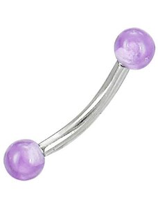 Obočovka - fialové kuličky - piercing do obočí
