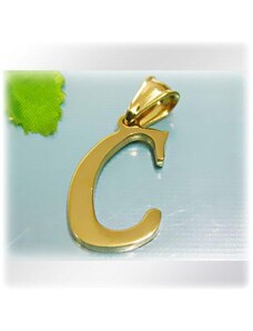 Písmeno C ve zlaté barvě - ocelový přívěsek