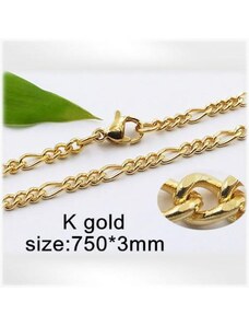 Ocelový náhrdelník - Hmotnost: 12.8 g, 750*3mm, Zlatá PVD vrstva